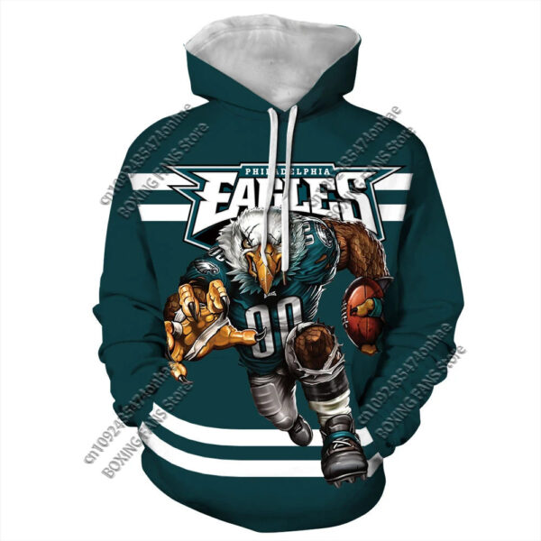 Autumn and Winter Hot Selling New Philadelphia Eagles 3D Digital Printed Warm Hooded Sweatshirt Men's Street Fashion Clothing - Image 7