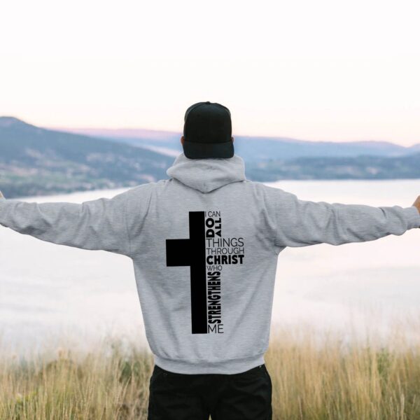 Jesus Theme Men's Hoodies The Christian Cross Long Sleeve Hooded Sweatshirt Solid Color Back Print Men's Pullover Sweatshirt - Image 12