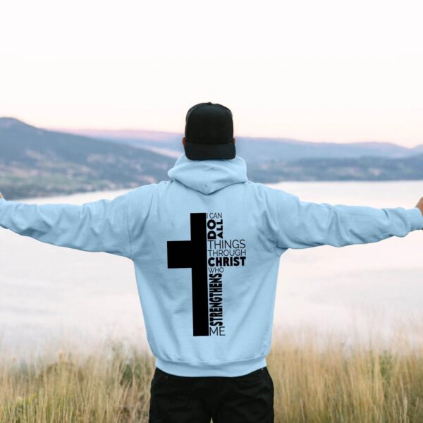 Jesus Theme Men's Hoodies The Christian Cross Long Sleeve Hooded Sweatshirt Solid Color Back Print Men's Pullover Sweatshirt - Image 4