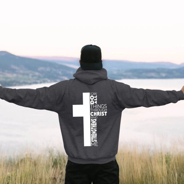 Jesus Theme Men's Hoodies The Christian Cross Long Sleeve Hooded Sweatshirt Solid Color Back Print Men's Pullover Sweatshirt - Image 9