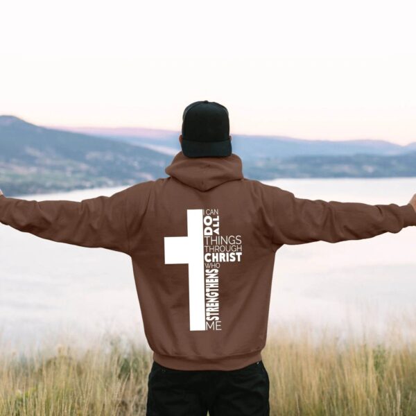 Jesus Theme Men's Hoodies The Christian Cross Long Sleeve Hooded Sweatshirt Solid Color Back Print Men's Pullover Sweatshirt - Image 8