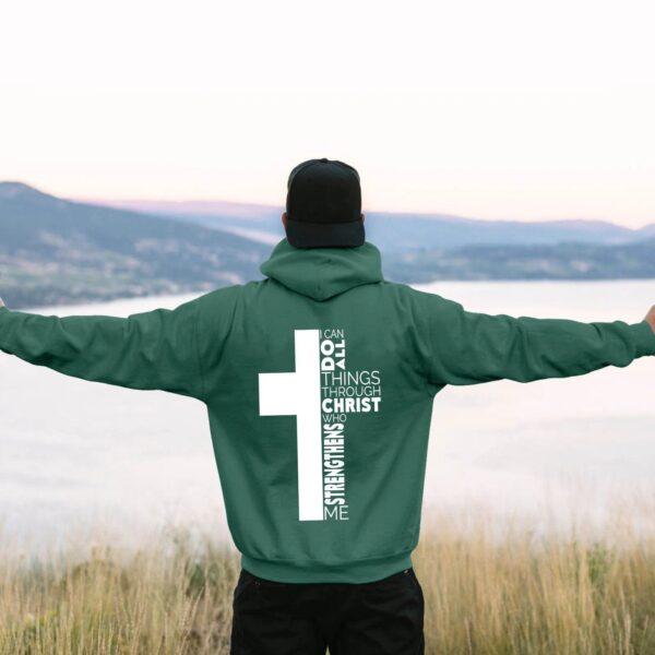 Jesus Theme Men's Hoodies The Christian Cross Long Sleeve Hooded Sweatshirt Solid Color Back Print Men's Pullover Sweatshirt - Image 10