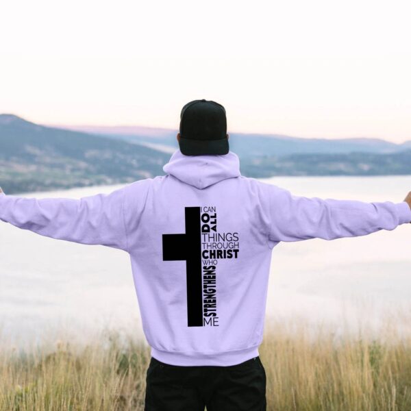 Jesus Theme Men's Hoodies The Christian Cross Long Sleeve Hooded Sweatshirt Solid Color Back Print Men's Pullover Sweatshirt - Image 3