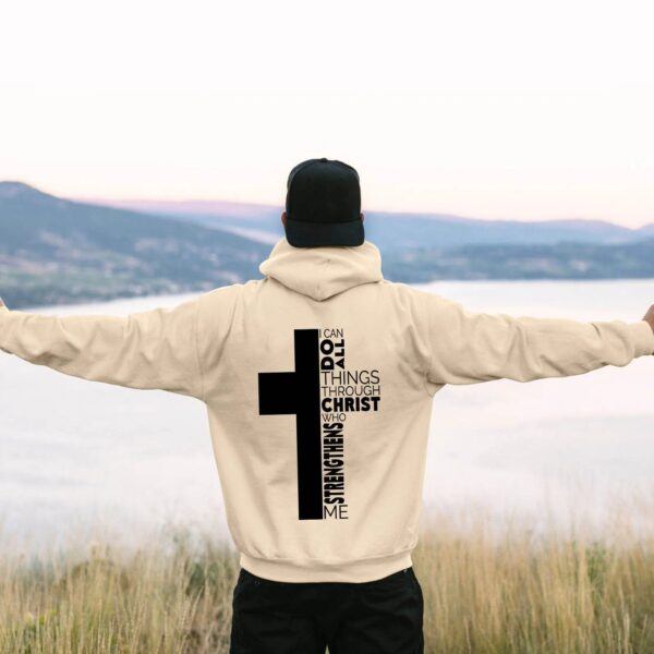 Jesus Theme Men's Hoodies The Christian Cross Long Sleeve Hooded Sweatshirt Solid Color Back Print Men's Pullover Sweatshirt - Image 7