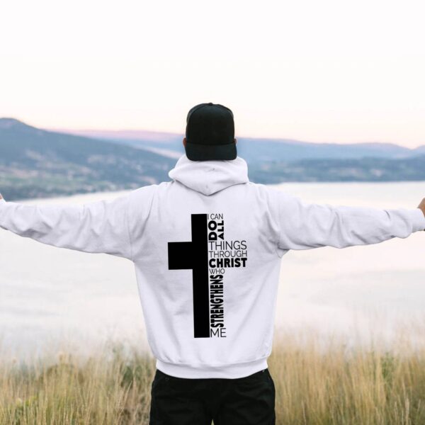 Jesus Theme Men's Hoodies The Christian Cross Long Sleeve Hooded Sweatshirt Solid Color Back Print Men's Pullover Sweatshirt - Image 11