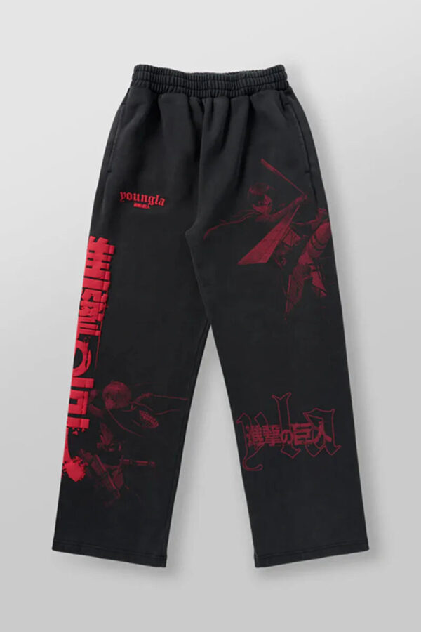 New American sweatpants Gym fitness running stretch collaboration anime cool jogger cotton terry printed wide-leg casual pant - Image 2