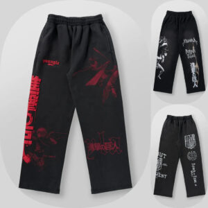 New American sweatpants Gym fitness running stretch collaboration anime cool jogger cotton terry printed wide-leg casual pant