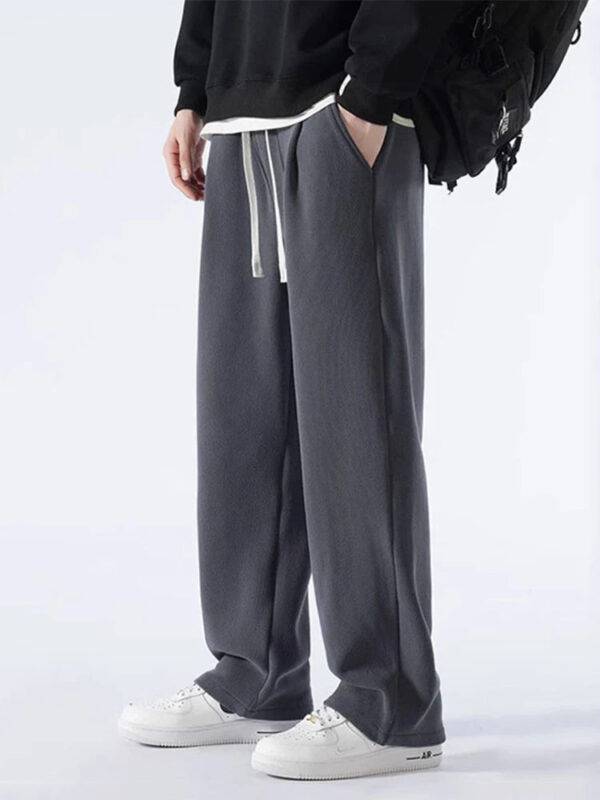 Winter Men's Sweatpants Korean Fashion Thick Warm Fleece Wide Leg Straight Loose Track Pants Male Casual Thermal Velvet Trousers - Image 4