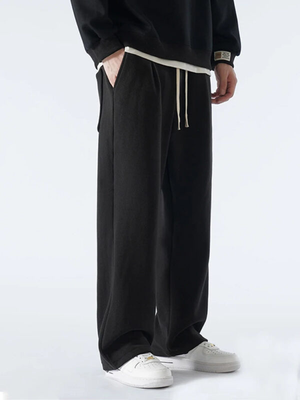 Winter Men's Sweatpants Korean Fashion Thick Warm Fleece Wide Leg Straight Loose Track Pants Male Casual Thermal Velvet Trousers - Image 3