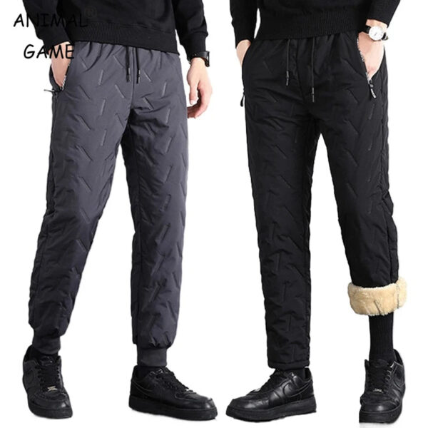 Winter Streetwear Men Plush Thick Fleece Sweatpant Lambswool Thermal Trouser Casual Pants Waterproof Windproof Autumn Warm Pants