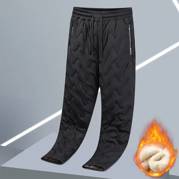 Winter Zip Pockets Thicken Fleece Sweatpants Men Jogger Black  Down Sport Warm Pants Male Water Proof Thermal Trousers - Image 8